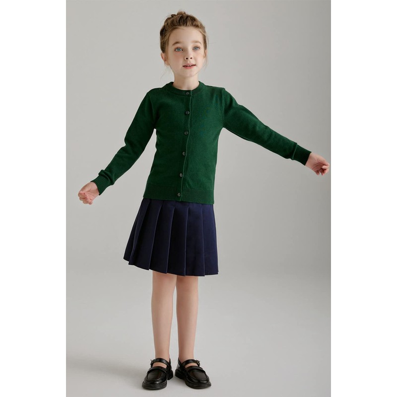 SMILING PINKER Girls Sweater Cardigan Cotton School Uniform Knitted Cardigans