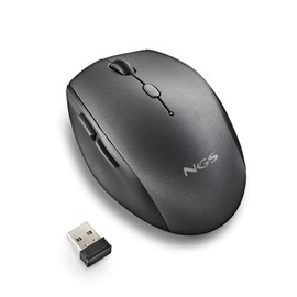 NGS BEE Black - Kabellose Maus, Ergonomische Maus mit leisen Tasten, 5 Tasten und Scrollrad, 2.4 GHz Funkverbindung, Rechtshänder Spezial, einstellbare DPI, Schwarz