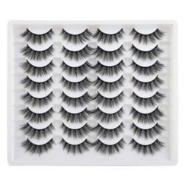 JIMIRE 16 Pairs Cat Eye False Eyelashes Fluffy Natural Fake Lashes 3D Volume Lashes Pack for Cat-Eye Look | JIMIRE