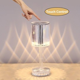 Leroxo Portable Crystal Table Lamp,3 Color Touch Control Rechargeable Lamp,3-Levels Brightness Room Decor Desk Lamp,Crystal Bedside Lamp,Night Light for Kids Nursery,Bedroom,Dining Room Lamp