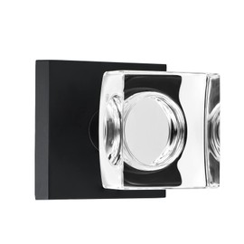 coolnews Crystal Glass Door Knobs Interior, Square Privacy Door Knob for Bedroom/Bathroom, Matte Black