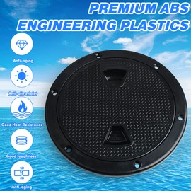 6" Circular Non Slip Inspection Hatch -Boat Hatch Deck Plate with Detachable Cover for RV Marine Boat Kayaks Yacht - Boat Round Non Slip Inspection Hatch with Screws(Black