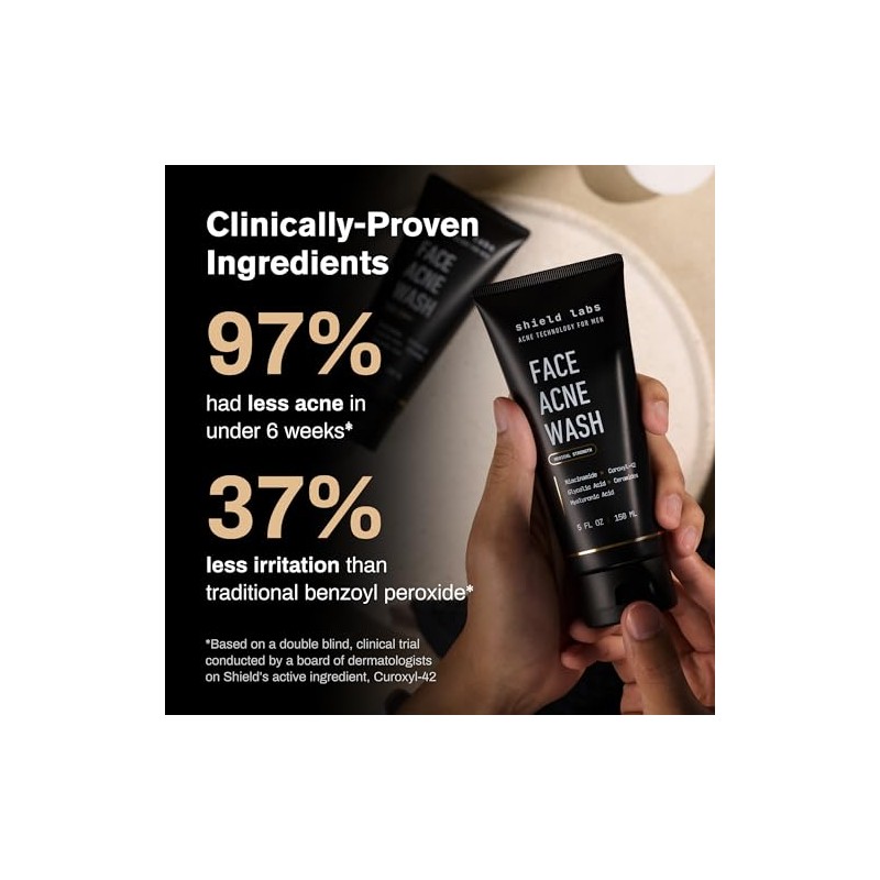 Shield System, Acne System for Men, Face Wash, Moisturizer, Pimple