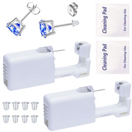 SLVIEKAE Self Ear Piercing Gun Earring, 14 Pack at Home Disposable Piercing Kit No Pain Easy Use Ear Piercing Gun Kit Tool with Gold Stud Silver Stud (Blue)