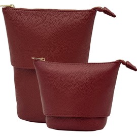 JAZD Travel Makeup Brush Bag Standup Brush Holder Portable Convertible Make up Brush Pouch Cosmetic Case (BURGUNDY)