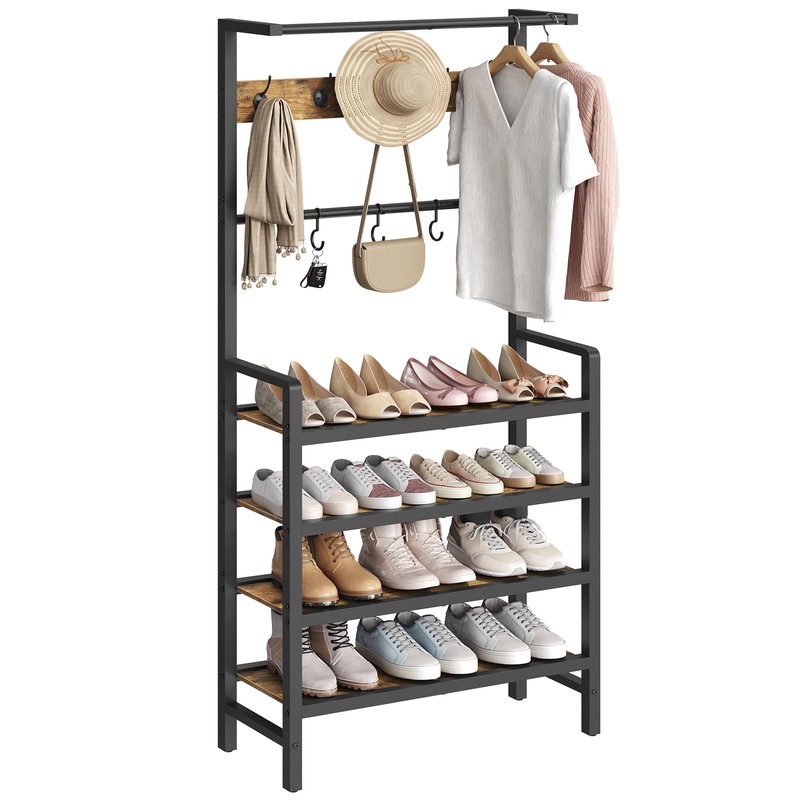 YATINEY Hall Tree, Coat and Shoe Rack, Entryway Coat Rack