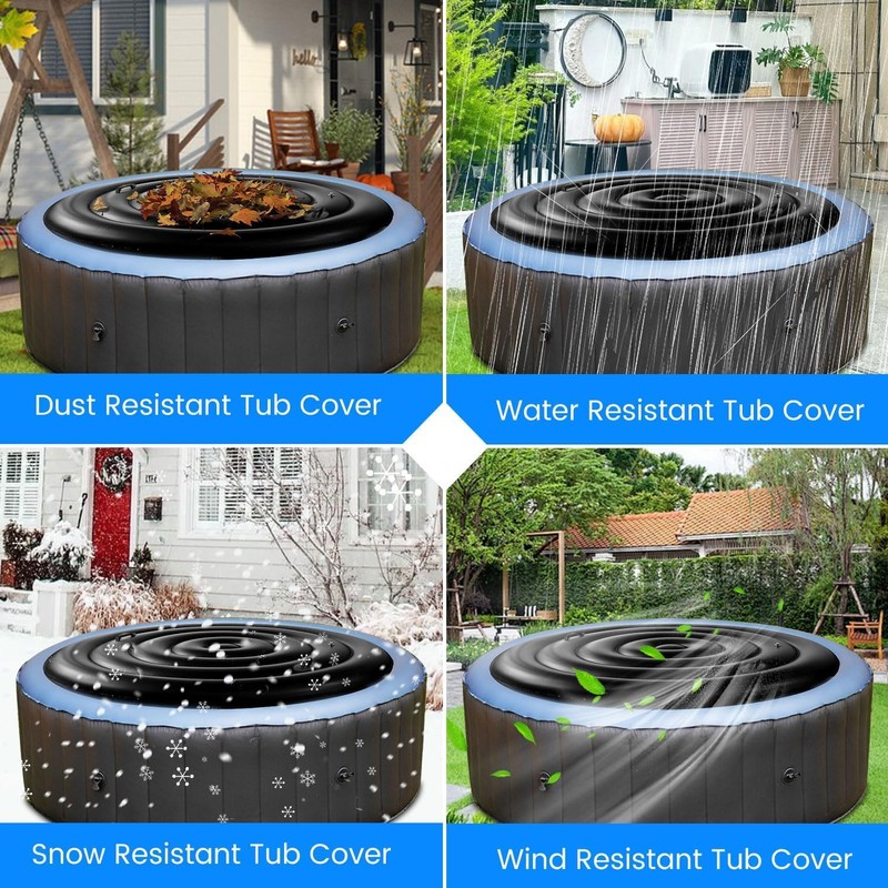 5.24 Ft Round Inflatable Hot Tub Cover Foldable Hot Tub
