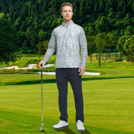 Rouen Mens Sweatshirt Print Dry Fit Mock Neck Midlayer Sports Casual Long Sleeve Quarter Zip Golf Pullover For Men