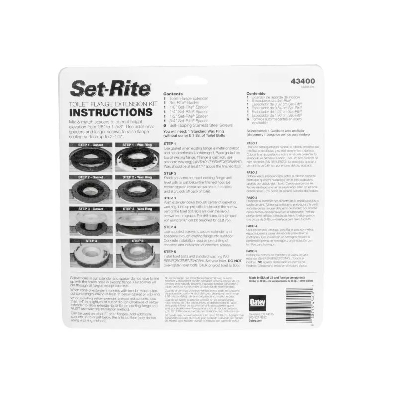 Oatey Set-Rite Toilet Flange Extension Kit