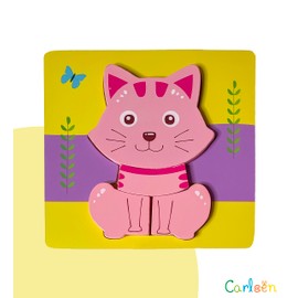 Carlsen. Rompecabezas de Madera para Bebés, Rompecabezas para Niños, Juguetes Didácticos para Niños, Ejercita la Memoria Visual y la Capacidad Motriz, Set con 3 Diferentes Rompecabezas de Animales.