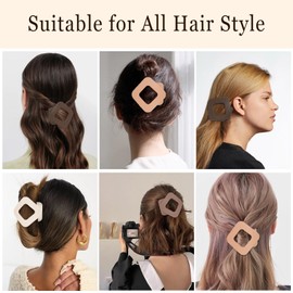 CURASA Flat Hair Clips for Women, 4PCS French Square Matte Strong Hold Flat Claw Clips for Thick & Thin Hair, Lay Down Hair Claw Clips Hair Accessories for Women & Girls