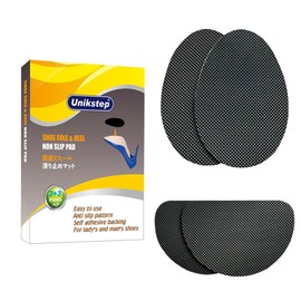 UNIKSTEP 6 Pairs (12 Pieces) Shoe Sole Non Slip Pads, Anti Skid Self Adhesive Rubber Grips, Shoe Bottom Front Sole and Heel Noise Reduction Protector Cushions (Black)