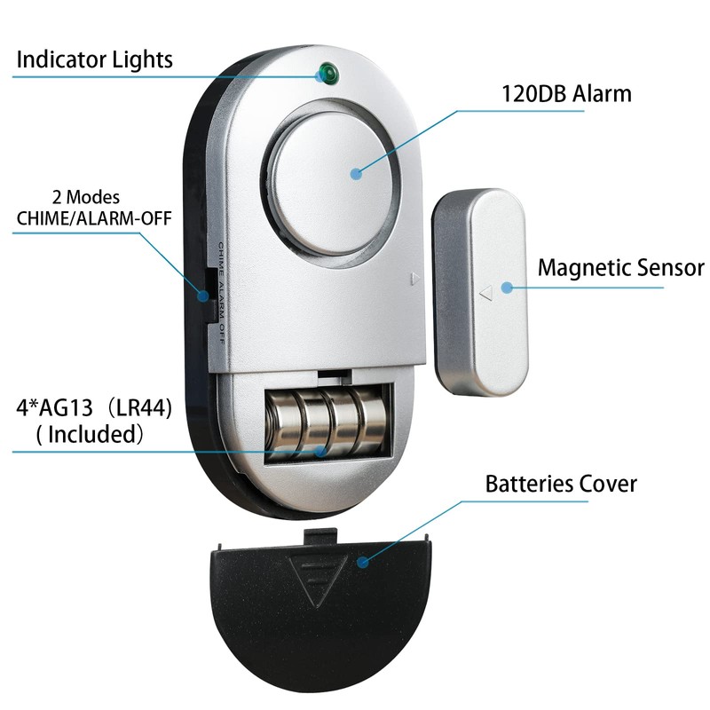 Window Alarm Sensors, Door Alarms for Home Security,120 DB Pool