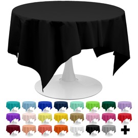 PARTY ULYJA Black Tablecloths Plastic 3 Pack Premium 84 Inches Disposable Table Covers Decorative Table Cloths for Round Dinning Kitchen Tables