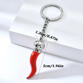 2pcs Lucky Horn Cornetto Amulet Superstitious Charm Neapolitan Cornetto Keychain for Car Motorcycle