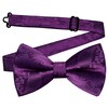 GUSLESON Dark Purple Bow Tie Pocket Square Set for Wedding