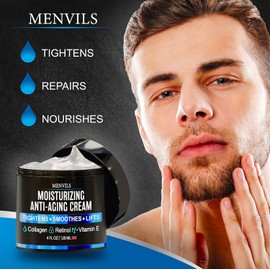 Menvils "Men's Face Moisturizer Cream – Anti-Aging Wrinkle Care with Collagen, Retinol