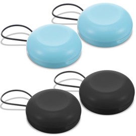 WJIAAA Earplug Cases,4Pcs Ear Plug Carrying Case,Mini Portable Earplug Case Round Potable Ear Plug Holder for Earplugs Business Trip Storage Trinkets Pills(Black,Blue)