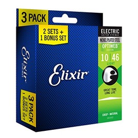 Elixir Strings 16552 Guitar Strings with OPTIWEB Coating, 3 Pack, Light (.010-.046)