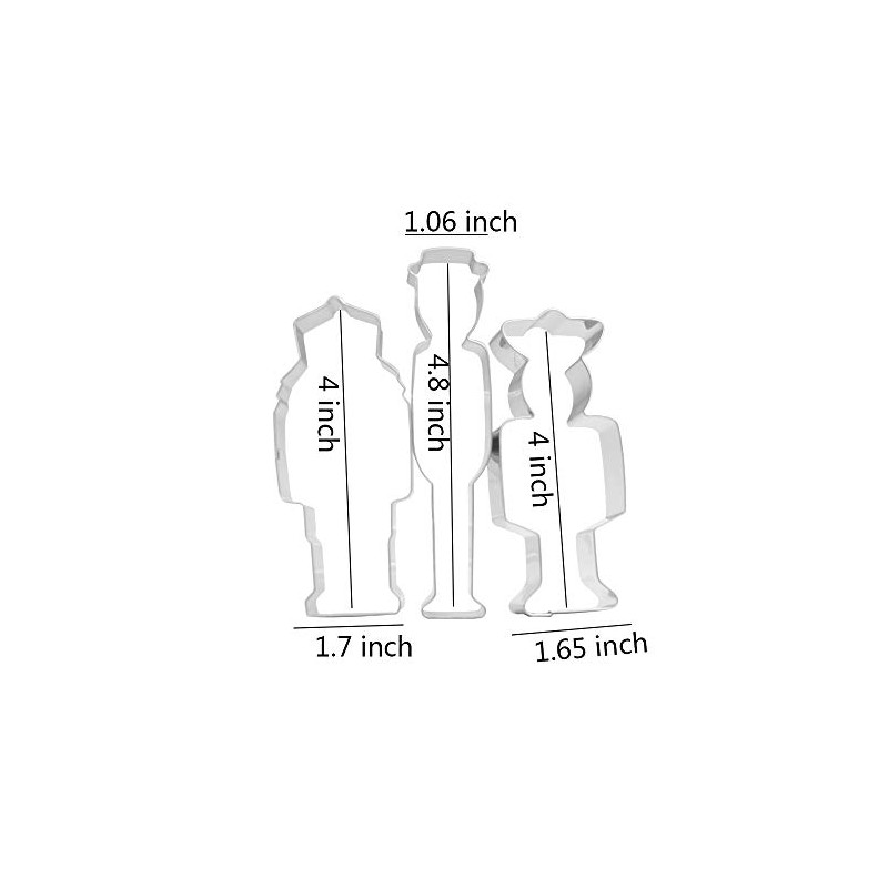Soldier/Policeman/Sergeant Cookie Cutter Set - 3 Piece - Stainless Steel