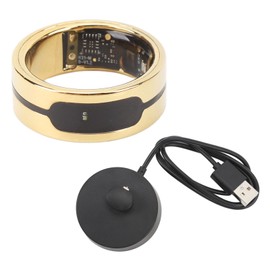 Smart Ring Fitness Tracker Long Standby Touch Control Health Tracker Ring Sleep Body Temperature Step Count Golden Size 10 19.9mm / 0.8in ID
