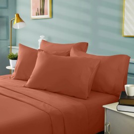 Bysure 6 Pieces Bed Sheets SetFull Terracotta - Hotel Luxury Super Soft 1800 Thread