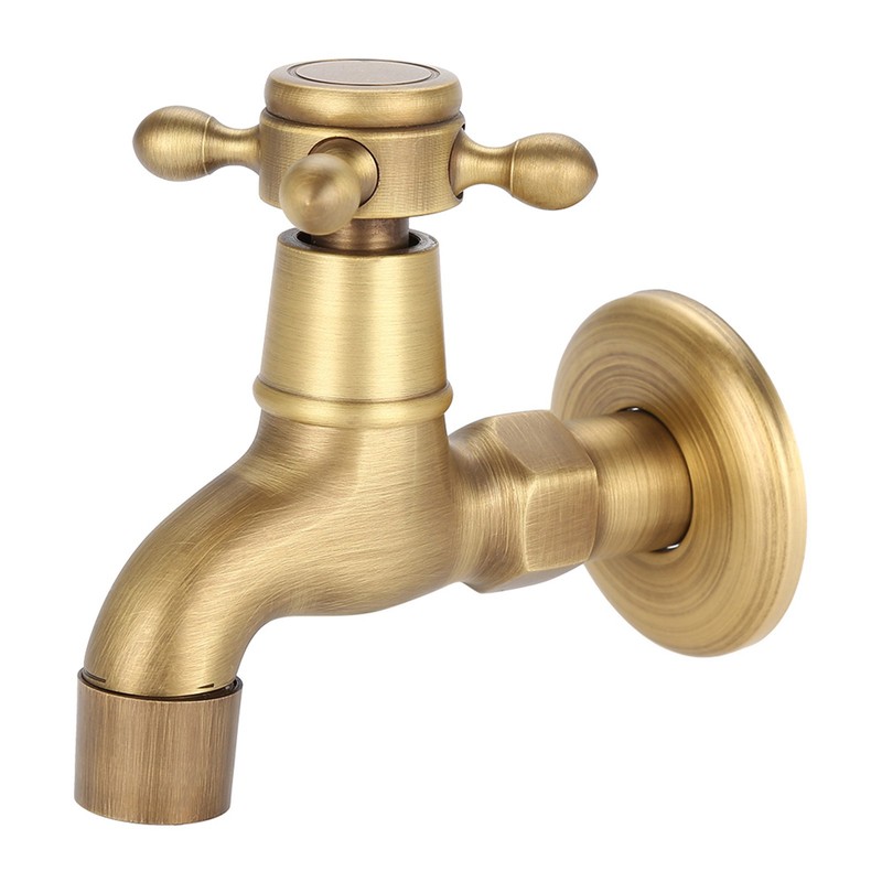 Wall Mounted Vintage Solid Brass Faucet Single Cold Water Tape