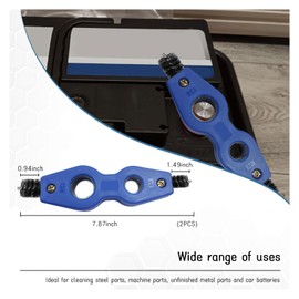 Dickno 2 PCS Car Battery Terminal Cleaning Brush, 4 in 1 Anti-Rust Auto Battery Cleaner with Steel Wire, Universal Vehicle Battery Terminals Machine Parts Cleaning Tool Accessories (Blue)