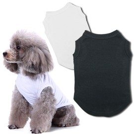 Chol&Vivi Cat T-Shirt Clothes Soft and Thin, 2pcs Blank Dog Shirts Cotton Clothes Sleeveless Fit for Small to Extra Large Size, Pet Tank Top for All Breeds, Black and White, XX-Small