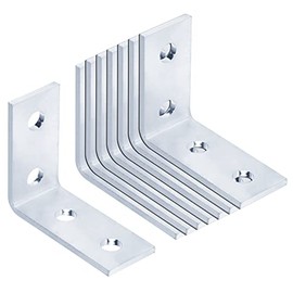 Carbon Steel 90 Degree Angle Connector Bracket for All 1-5/8" Strut Channel, 4 Hole, Electro-Galvanized Coating, 4 mm (0.16 in) Thickness, 4 x 3.34 in Size, 0.2 kg (0.44 lb) per Unit (8 Pack)