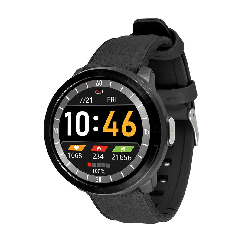 WATCHMARK Smartwatch WM18 Black Leather, Black, Casual
