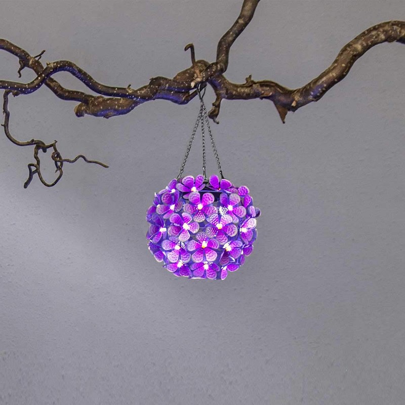 Star Trading Solar Hanging Decoration "Hortensia" Pink 44 LEDs