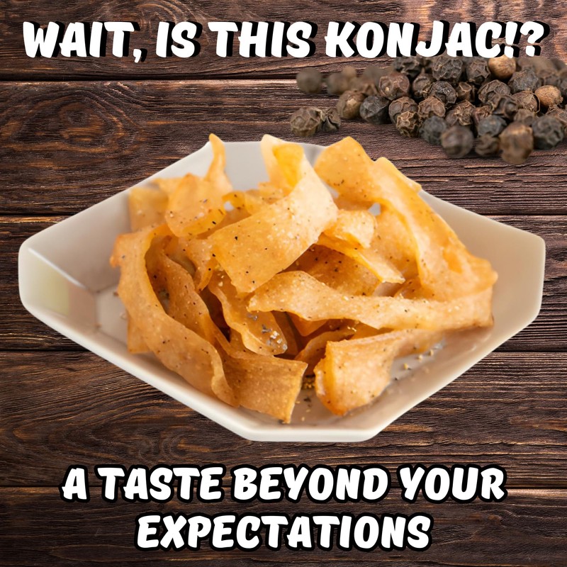 Konjac Junkie Black Pepper Flavor, Miracle Snack, Konnyaku Strips, Beef