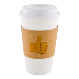 Restpresso Kraft Paper Thumbs Up Emoji Coffee Cup Sleeve - Fits 12 / 16 / 20 oz Cups - 1000 count box - Restaurantware