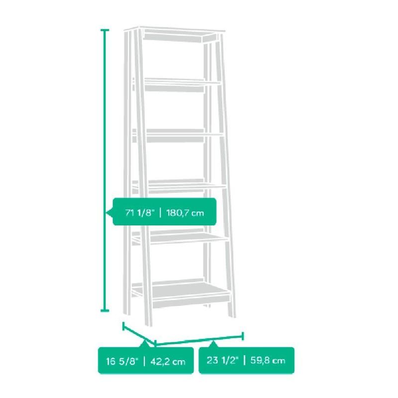 Sauder Trestle 5 Shelf Bookcase, Jamocha Wood finish