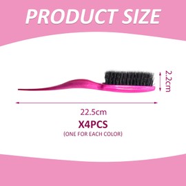 Pack of 4 Wild Boar Bristle Brushes, Back Detangling Brush, Smoothing Women's Hair Brush, Hair Straightening Brush, Suitable for Scalp Massage, Straight or Curly Hair