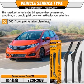3 Wipers Replacement for Honda fit Rear and Front Windshield Wiper Blades 2009-2020,3 Pieces 28"+14"+14 inch