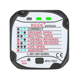 Earth Potential Outlet Tester for Standard US 110v Electrical Outlets – Checks Live, Neutral & Earth Connections & Polarity with Automatic Status Display – Includes a GFCI Tester