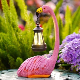 Philodwell Flamingo Statues for House Garden Decor: Solar Outdoor Ornament for Patio Lawn Porch Yard Art(Pink) - Unique Birthday Gifts for Mom Mother Grandma