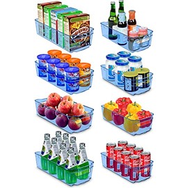 Utopia Home Pantry Organizer - Set of 8 Refrigerator Organizer Bins - Fridge Organizer for Freezers, Kitchen Countertops and Cabinets - BPA Free (Blue)