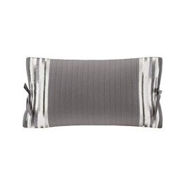 N Natori Hanae Embroidered Cotton Oblong Decorative Pillow Grey 12x20