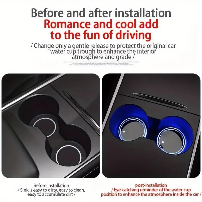 USB Luminous Car Coaster, Round Anti-slip LED Light Car Cup
