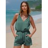 EXLURA Womens Summer 2 Piece Sets Sleeveless V Neck Knotted