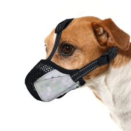 Dog Muzzle, Soft Adjustable Dog Muzzle with Reflective Strap Pet Safe Dog Mesh Muzzle Anti Biting Barking Chewing Dog Mouth Guard for Medium Small Dogs