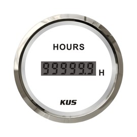Kus 52mm 2" Engine Hourmeter Hour Gauge 12V 24V with Backlight for Marine Boat Auto Car RV Snowmobile