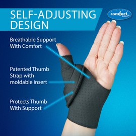 Comfort Cool Thumb CMC Abduction Splint, Small Plus, Left Hand, Thumb Brace for CMC Joint Support, Moldable Thumb Wrap, Supports Without Limiting Finger Movement, Lightweight & Washable