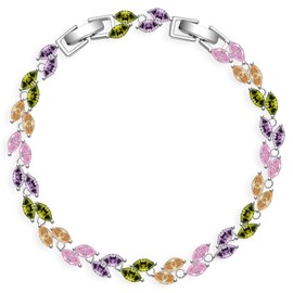 GZWHD Multi Color Rainbow Colorful Bracelet Set for Women Silver Tennis Bracelet Gift for Mother Wife Friend