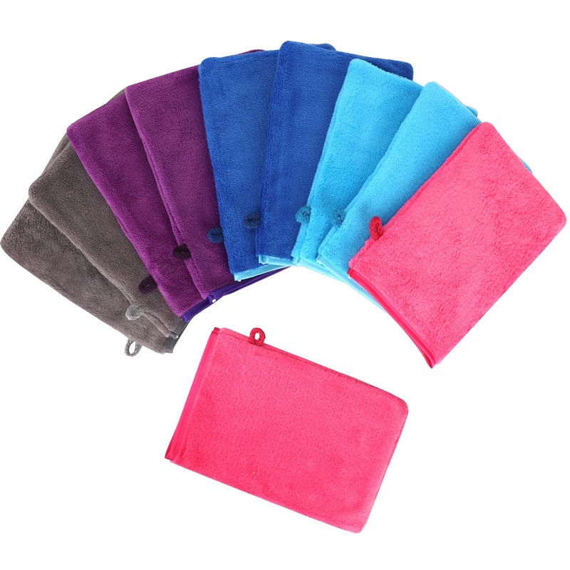 PHOGARY 10 Pack Microfiber Body Wash Mitts, Flannel Soft Face