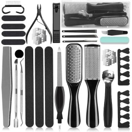 36 in 1 페디큐어 키트 전문 도구 발 라즈 풋 각질 제거기 홈 살롱 케어용 [Black] 36 in 1 Pedicure Kit Professional Tool Foot Razor Callus Remover Home Salon Care [Black]