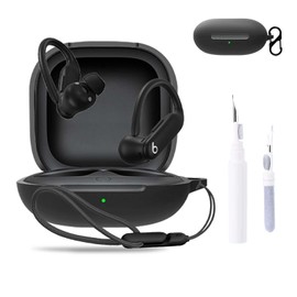 NOUKAJU for Beats Powerbeats Pro 2 Case Cover, Earphone Protective Cover(with Carabiner + Lanyard + Cleaning Pen) Drop-Proof,Shock-Proof,Dust-Proof,Protective Case for Beats Powerbeats Pro 2(Black)